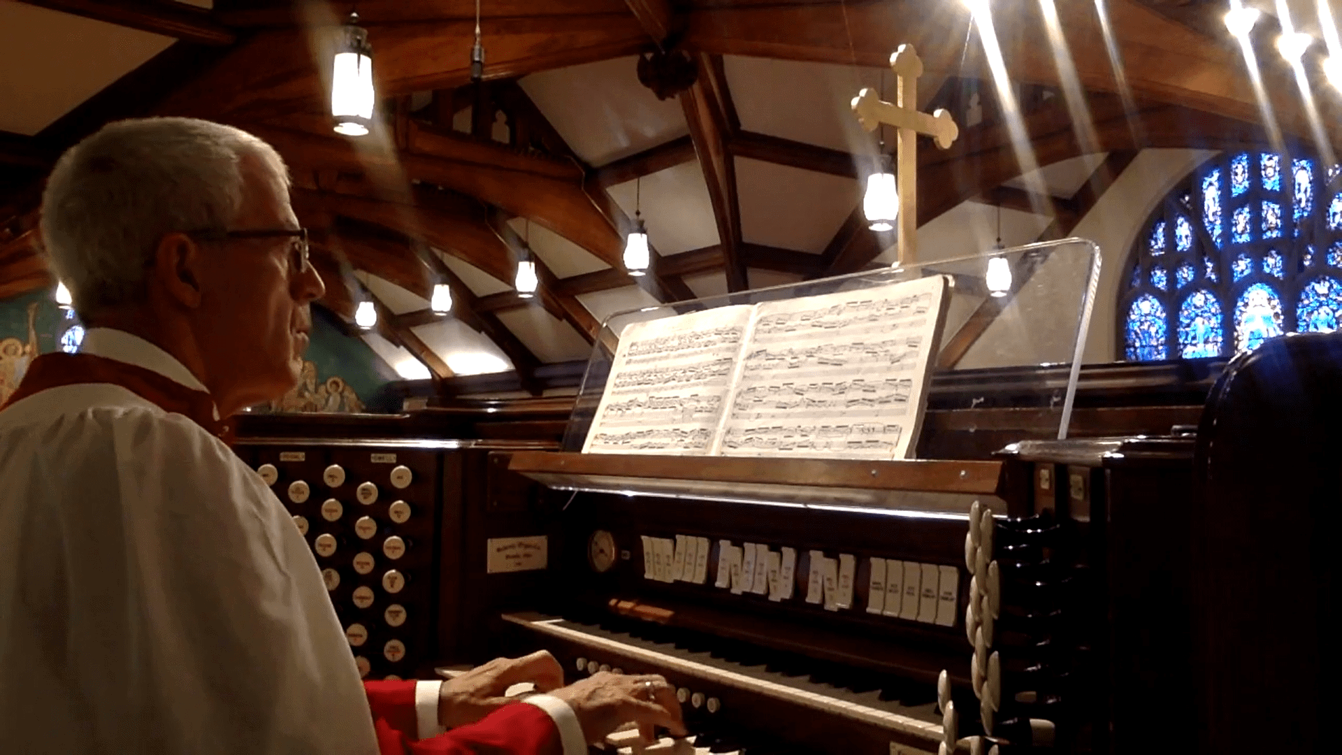 Hills Church photo Music John Finney at organ
