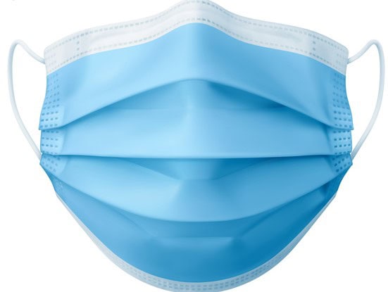 Vector realistic illustration of a medical face mask on a white background.